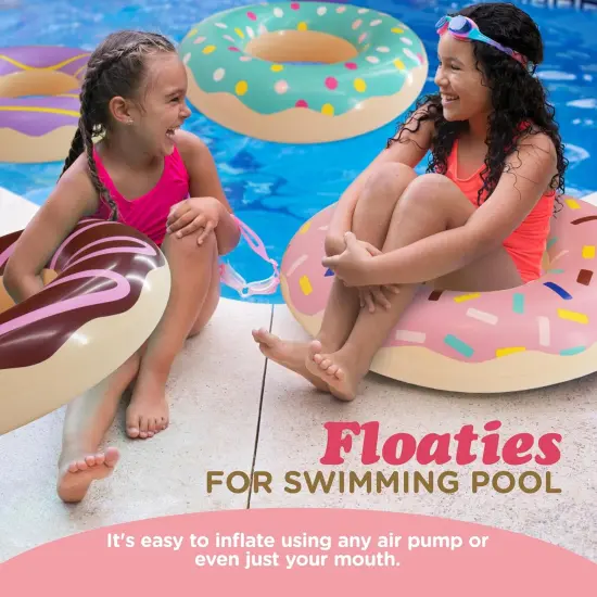 4E&rsquo;s Novelty 4 Pack Inflatable Donut Floaties - 30&rsquo;&rsquo; Swim Ring Pool Floats for Kids & Adults Beach & Pool Toys {2}