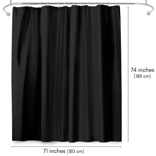 Americanflat 71x74 Solid Black Shower Curtain - Water Resistant - Polyester Fabric {2}
