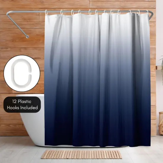 Americanflat 71x74 Ombre Blue Shower Curtain - Water Resistant - Polyester Fabric {5}