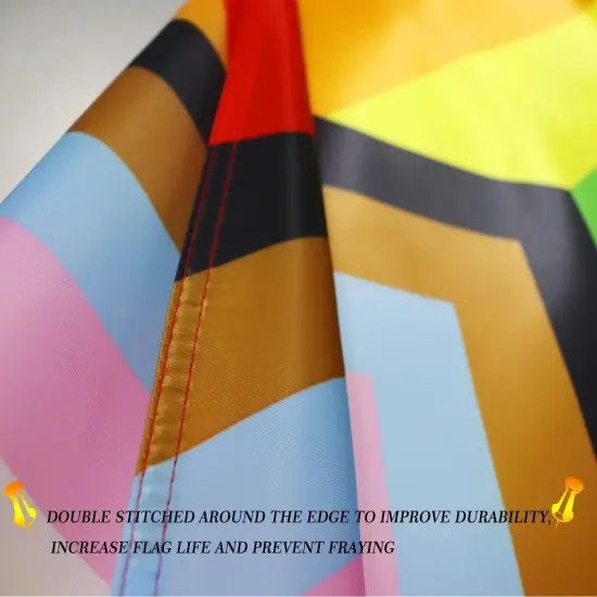 Premium Inclusive New Progress Rainbow Flag 2x3Ft - Both Sides Print Smooth Silk Fabric Support Pride Love LGBT - House Decoration Banner Small Yard Gift {5}