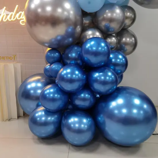 Silver Blue Balloon Garland 127 Pcs 18In 12In 10In 5In Confetti Latex Balloons Arch Kit for Baby Shower Bridal Shower Birthday Party Decors (Silver Blue) {4}