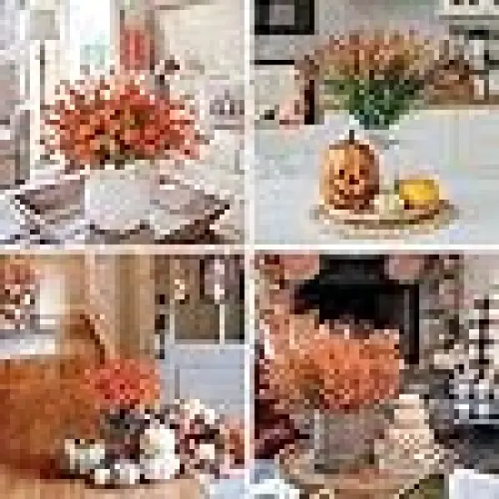 Fake Mums Fall Decorations UV Resistant Plastic Plants AutumnNo Fade Faux Plants {6}