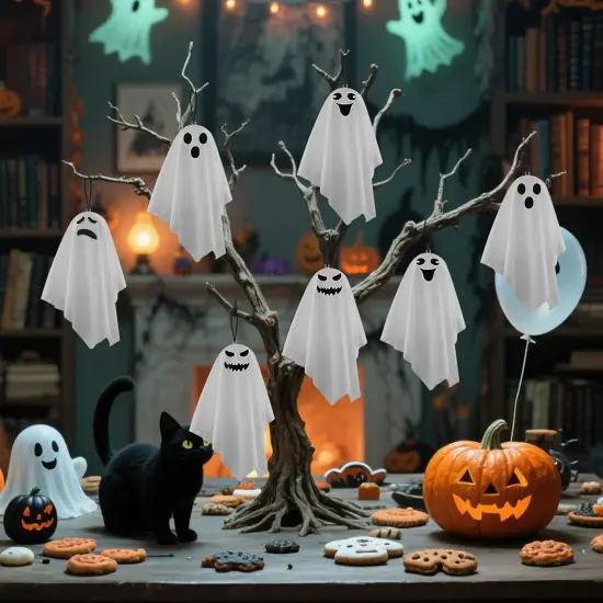 16 Pack Halloween Small Ghost Ornaments {3}