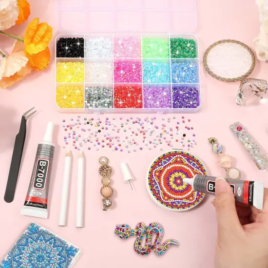 15000Pcs Flatback Craft Rhinestones with B-7000 Glue - Multicolor AB {2}