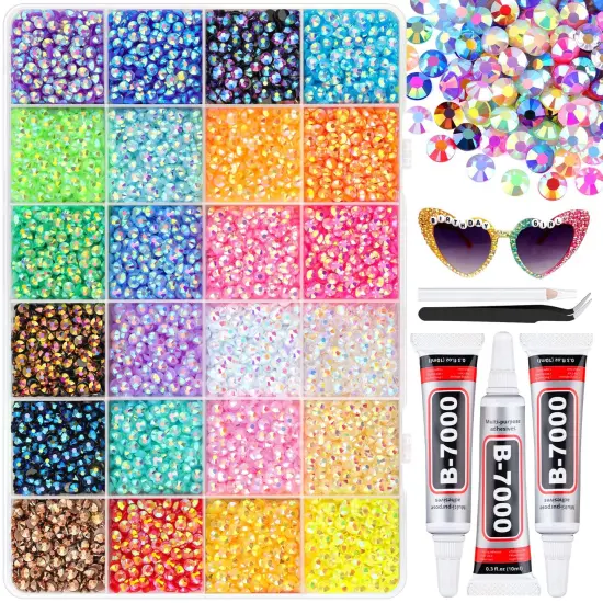 12600Pcs Mixed-Color 4mm Flatback Resin Rhinestones with Glue {1}