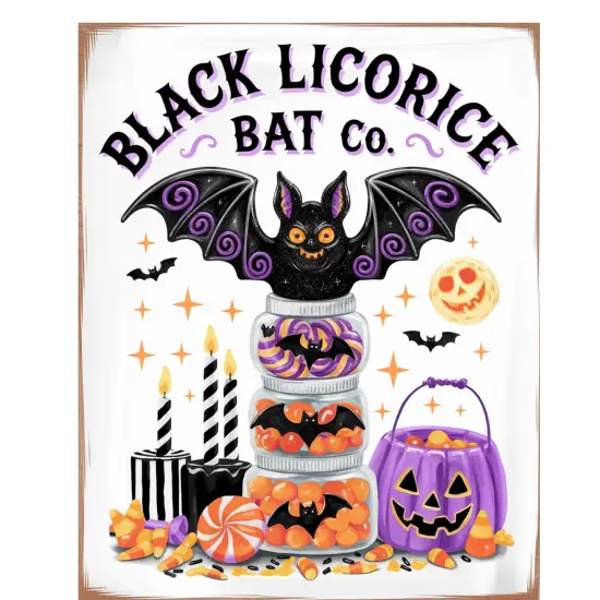 Black Licorice Bat Co Halloween Sign {1}