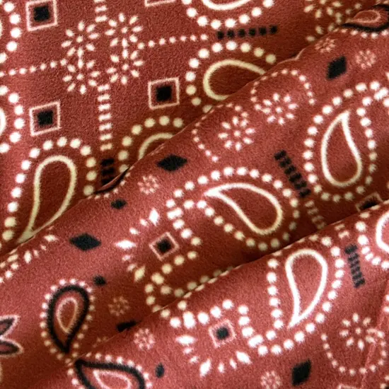 Bandana Handkerchief Red Anti-Pill Premium Fleece Fabric | By The Yard {3}