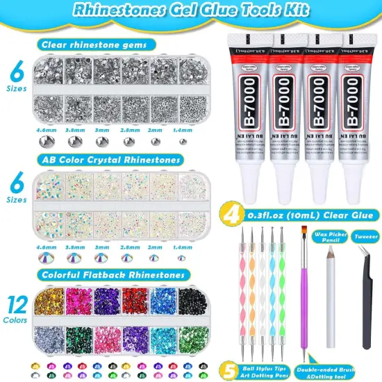 Jewelry Glue with Rhinestones for Crafts - 6300Pcs Rhinestones {4}