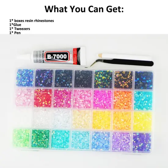 22000Pcs Mixed Size Flatback Resin Rhinestones &ndash; 3/4/5mm with B7000 Glue (28 colors) {4}