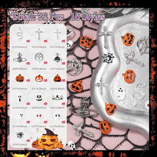32 Pcs Halloween Cross Nail Charms {2}