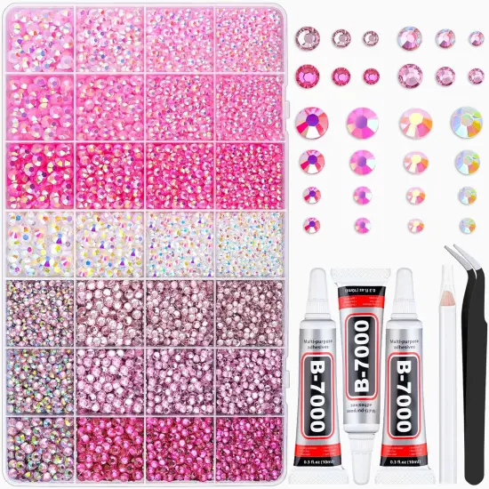 20000Pcs Pink Flatback Resin Rhinestones with 3PCS B7000 Glue {1}