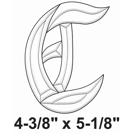 4-3/8" x 5-1/8" Exquisite Clear Glass Letter C Bevel Cluster BLC {2}