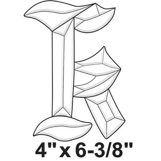 4" x 5-3/8" Exquisite Clear Glass Letter K Bevel Cluster BLK {2}