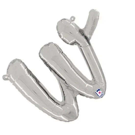 Betallic&reg; 14 Inch Script Letter W Silver Air Fill Only Balloon {5}