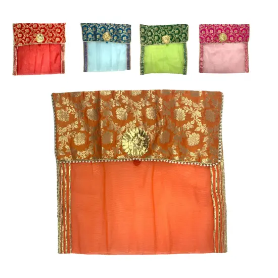 2 Pieces Saree Covers with Button Closure Saree Bags Clothes Covers Organizer for Wardrobe and Gifting Storage Wedding Favor Packing Bags Cloth Organizer Case Orange {1}