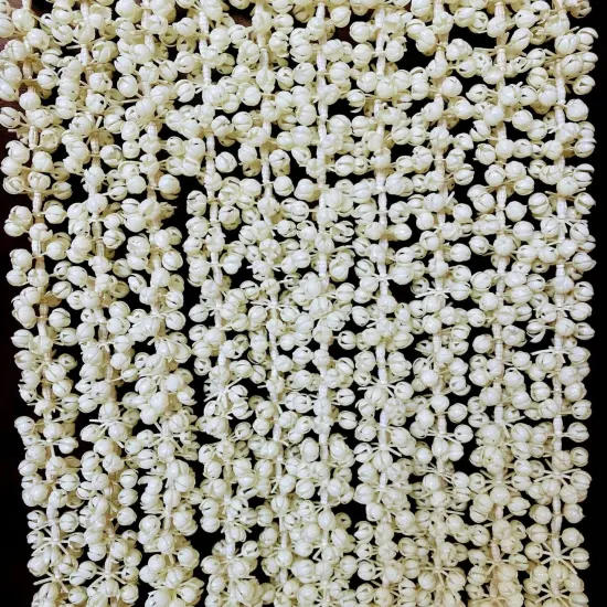 Artificial Jasmine Buds Garland 4 Strings for Festivals Pooja Indian Muslim Wedding Housewarming Diwali Decorations Eid Decoration Mehndi Party Day of the Dead Door Hanging Decor {4}