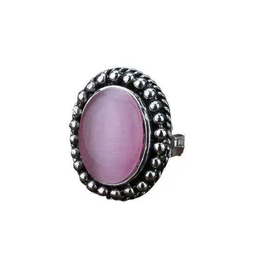 Zodiac Ring with Oxidised Plating Women Rings Open Wrap Finger Rings Adjustable Indian Bollywood Jewelry Antique Vintage Knuckle Boho Jewelry for Women - Gift for Her PINK {1}