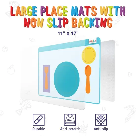 merka Montessori Placemats for Toddlers - 2 Pack Silicone Educational Placemats for Kids with Non-Slip Back - Learn Table Setting, Manners, and Etiquette, Reusable and Washable, 17 x 11 In {5}