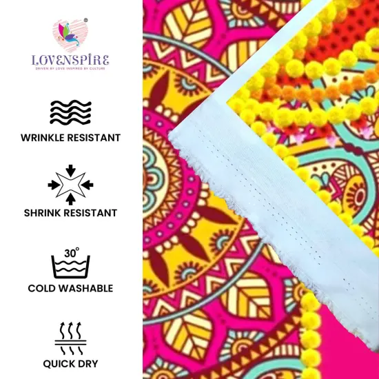 Lord Ganesh Backdrop 5x8 Feet Indian Traditional Cloth Backdrop Pooja Backdrop Indian Wall Art Photo Decor Banner Diwali Decor Wedding Backdrop Decorative Cloth Housewarming Gift {4}