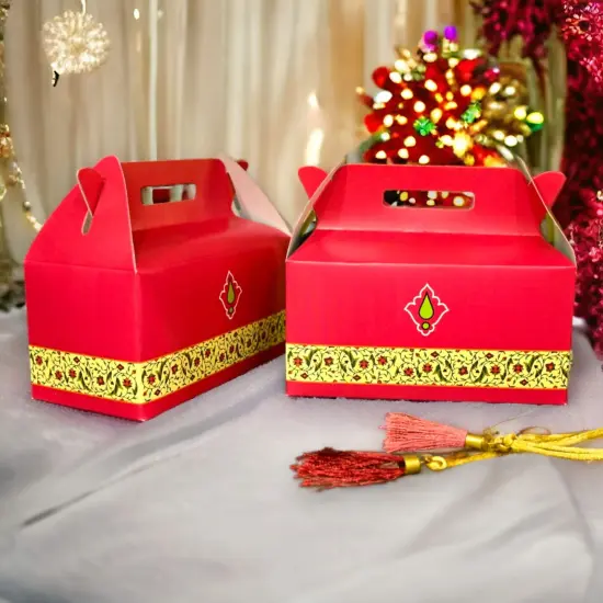 Bulk Gable Boxes Party Favor Treat Boxes Paper Gift Box for Birthday Party Goodie Gift Boxes for Wedding Housewarming Christmas Candy Boxes with Handle Paper {5}