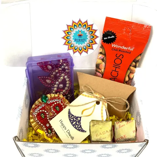Personalized Diwali Gifts Hamper Acrylic Rangoli Laxmi Feet Gift Box Indian Diwali Gift Boxes Deepawali Hamper Basket for Employees Home Office Friends Family - Return Gifts Items {6}