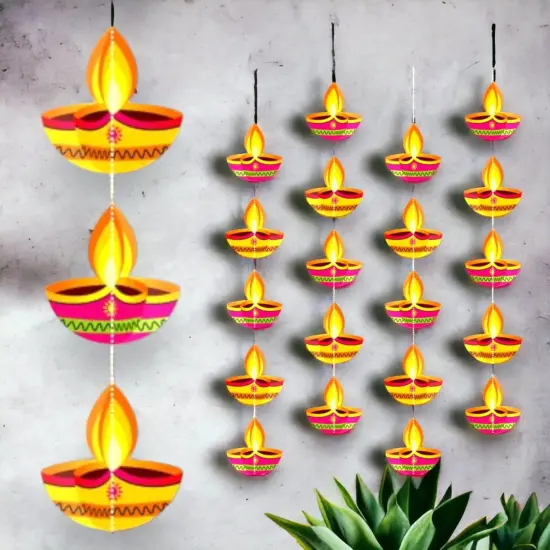 4ct Paper Diya Diwali Hanging Strings, Diwali Decoration, Diwali Decor, Diwali Decorations, Diwali Party, Deepawali Hanging, Diwali Garland {3}