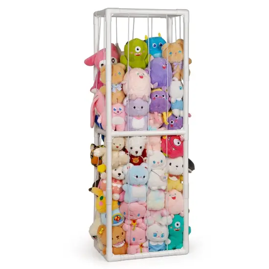 Stuffed Animal Storage PVC with Elastic Band and Net (White 1) 56.6"L x 19.3"W x 13"H {1}