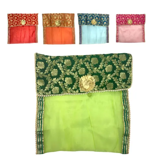 2 Pieces Saree Covers with Button Closure Saree Bags Clothes Covers Organizer for Wardrobe and Gifting Storage Wedding Favor Packing Bags Cloth Organizer Case Pink {6}
