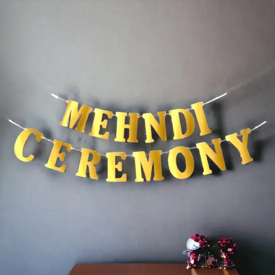 Mehndi Ceremony Banner Bunting Diy Indian Wedding Banner Sign Mehendi Backdrop Decoration Party Decorations Letter Banner Kit -mehendi Signs {5}