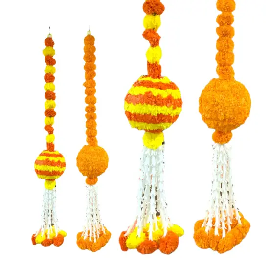Marigold Garland Hanging Jhoomer Marigold Wall Hanging Indian Wedding Party Diwali Navratri Puja Decorations Day of the Dead Dia De Los Muertos Ofrenda Mexican Fiesta Halloween Decor Mango {5}