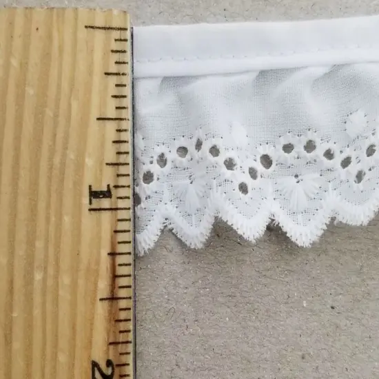 1-1/4" Ruffled Gathered Eyelet Trimming - 8 Continuous Yards - Color Options! White {2}