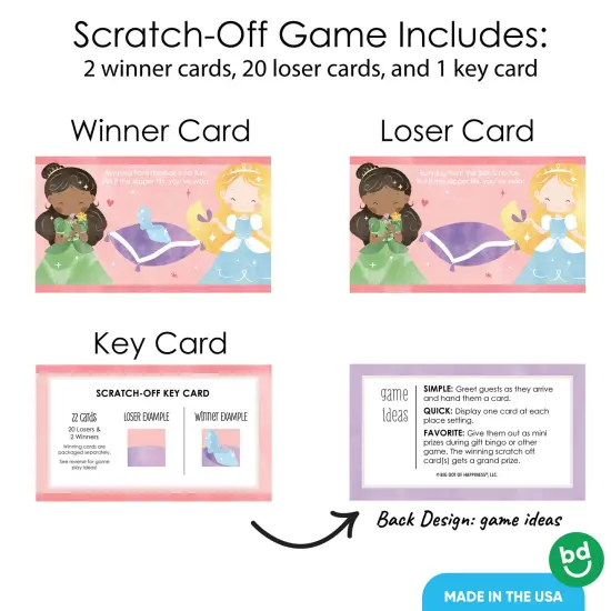 Big Dot of Happiness Princess Party Game Scratch Off Cards, Fun Party Activity for Kids, Princess Birthday Game for Girls' - 22 Count {5}