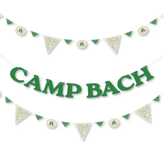 Big Dot of Happiness Camp Bachelorette Banner, Cabin Glamping Bachelorette Garland Banner Decor, 30 Feet Cording, 36 Pennants and Camp Bach Letters {1}