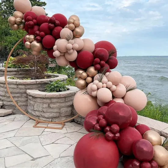 Red Balloon Garland Kits - Double Stuffed Red Balloons Arch Different Sizes 18In 12In 5In Translucent Wine Red Balloon Arch {2}