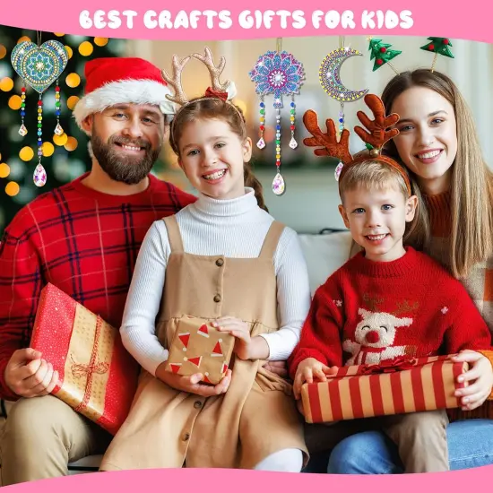 Summer Gift for 6-7-8-9-10 Yeal Old Girls Boys: Arts and Crafts for Kids Age 6-8-10-12 Diamond Art Wind Chimes Kit for Girl Toys Age 5-11 Present Sun Catcher DIY {5}