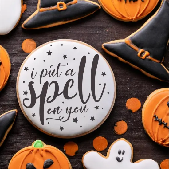 I Put A Spell On You Cookie & Craft Stencil | CM155 by Designer Stencils | Cookie Decorating Tools | Baking Stencils for Royal Icing, Airbrush, Dusting Powder | Craft Stencils for Canvas, Paper, Wood | Reusable Food Grade Stencil {2}