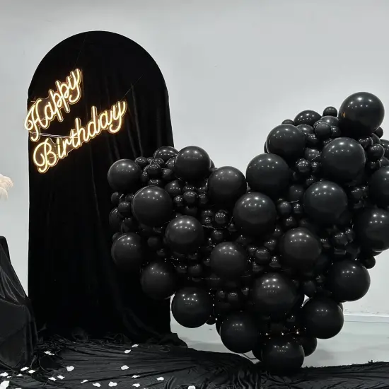 200 Pieces Black Balloons Different Sizes 5 10 12 18 Inch Latex Balloons Balloon Garland Arch Kit for for Black Themed Party Decorations {3}