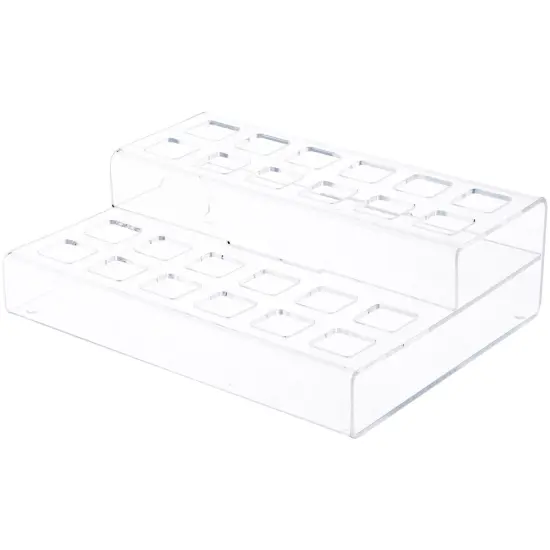 Plymor Clear Acrylic 2-Level Display Stand for 24 Square Lipstick Tubes, 3" H x 9.5" W x 7.5" D {2}