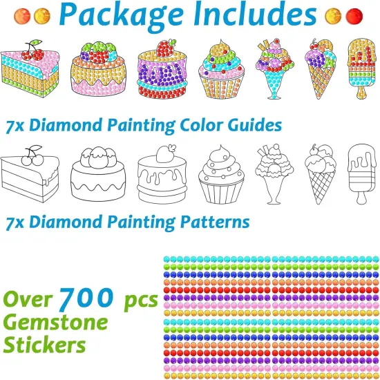 7pcs Summer Crafts Sweets Arts Crafts DIY Gem Diamond Suncatcher Crafts for Kids Cake Ice Cream Diamond Painting Gift {2}