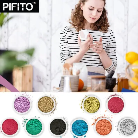 Pifito Mica Colorant Powder Light Sampler │ 10 Beautiful Color Dyes for Soap Making Supplies, Bath Bombs, Epoxy Resin (.25 oz ea) {4}
