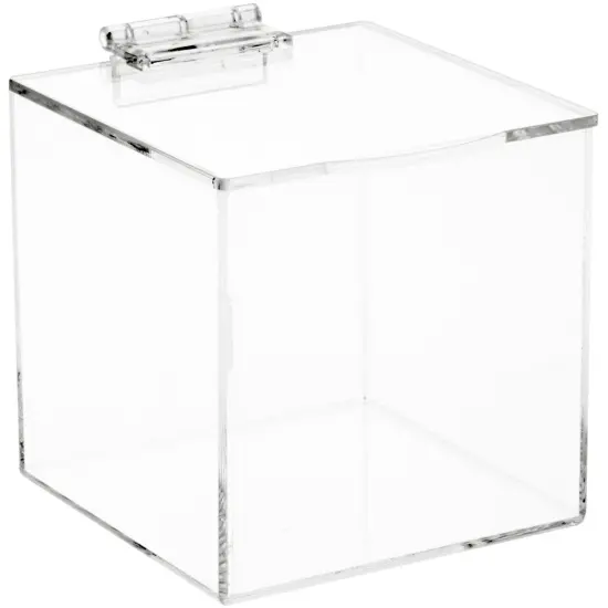 Plymor Clear Acrylic Display Case Box With Hinged Lid, 4" x 4" x 4" {2}