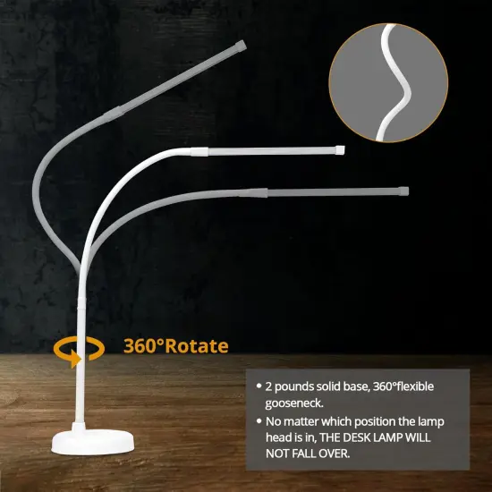 LED Desk Lamp, Swing Arm Architect Task Lamp with Long Flexible Gooseneck, Heavy Base, 3 Color Modes, 10 Brightness Levels, and USB Adapter, Desk Light for Home/Office/Drafting/Reading {2}
