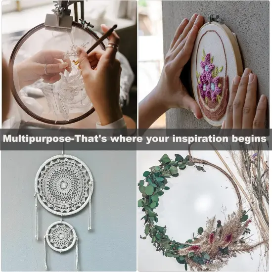 3 Pcs 3 Sizes Beech Wood Embroidery Hoops, Cross Stitch Hoop Wooden Circle for Embroidery, Cross Stitch, Needlework, Art Craft Sewing and Hanging, Wedding Wreath Decoration {5}