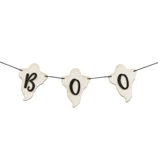 BOO Ghost Garland with Wood Cutouts and Jute Rope for Halloween Decor {1}