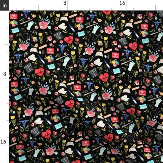 Various Fabrics by the Yard or Fat Quarter Love Medical Black Doctor Nurse Medicine Custom Printed Fabric by Spoonflower {2}