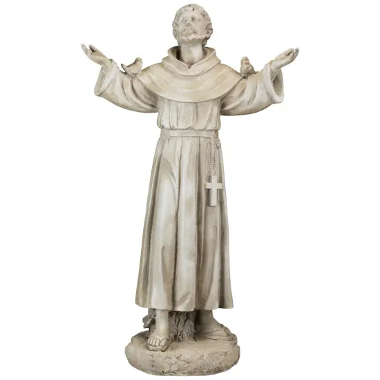 Northlight St. Francis of Assisi with Birds Outdoor Garden Statue - 24" Beige {3}