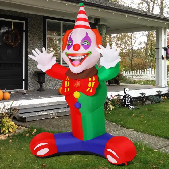 GOOSH 7 FT Halloween Inflatables Laugh Clown Blow Up Yard Decoration with Built-in LEDs {5}