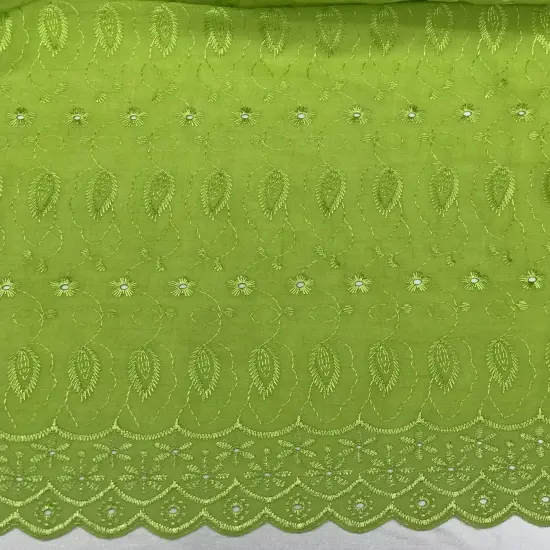 1 Yard Avocado Medium Eyelet Cotton Blend Fabric for Apparel and Crafts 41/42 Inches Wide {1}