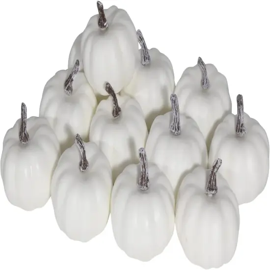 12 PCS Halloween White Artificial Pumpkins {1}