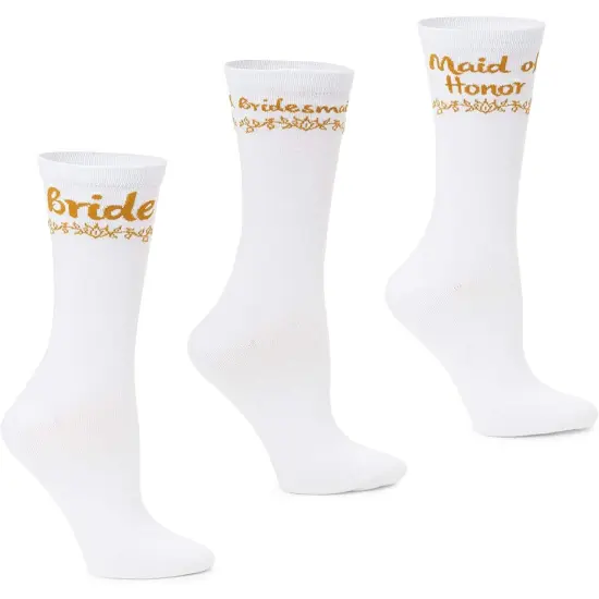 Bridal Party Socks for Maid of Honor & Bridesmaid Gifts (3 Pairs) White {5}